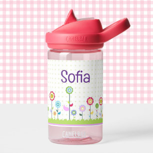 Flowers Toddler Personalize Name Durable Water Bottle