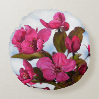 Flowers & Tree Bark Round Pillow