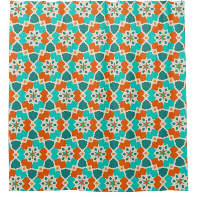 Flowers, Trees and Ninja Stars Orange and Teal  (Front)