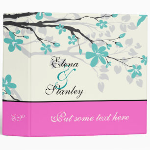 Flowers turquoise, hot pink wedding planner binder