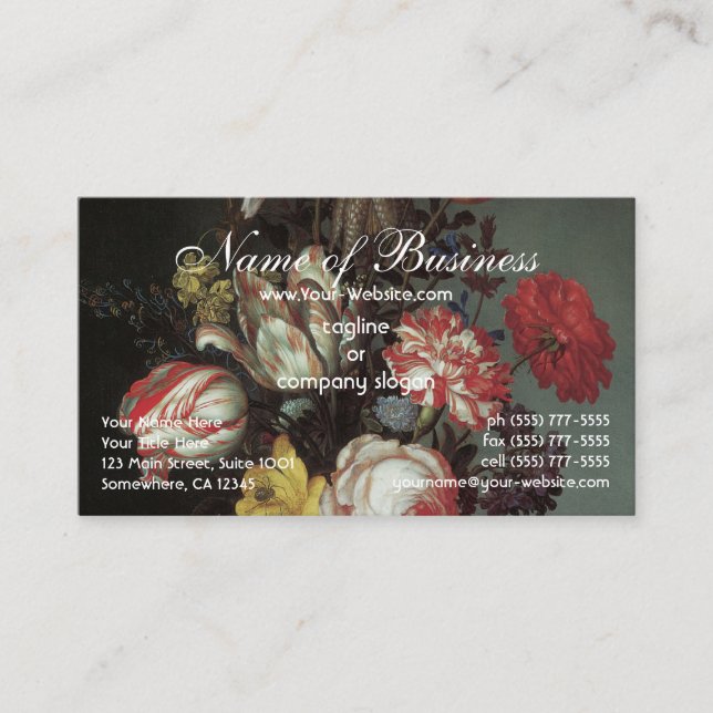 Flowers Vase Shells Insects, Balthasar van der Ast Business Card (Front)