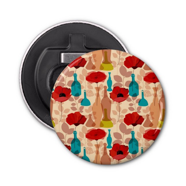 Flowers, vases and bottles pattern bottle opener (Front)