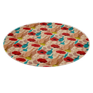 Flowers, vases and bottles pattern cutting board