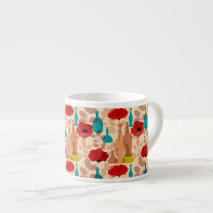 Flowers, vases and bottles pattern espresso cup