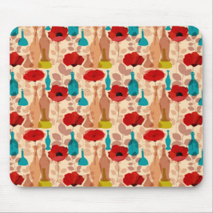 Flowers, vases and bottles pattern mouse pad