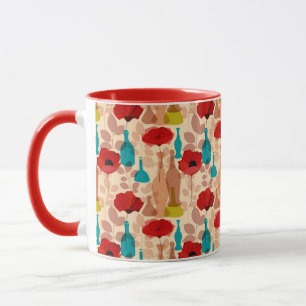Flowers, vases and bottles pattern mug