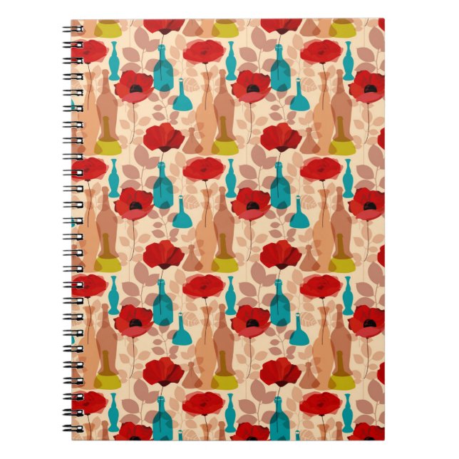 Flowers, vases and bottles pattern notebook (Front)