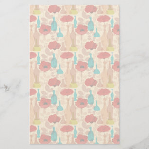 Flowers, vases and bottles pattern stationery