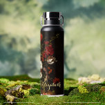 Flowers Vintage Floral Vintage Art Gold Monogram Water Bottle<br><div class="desc">Create your own custom, personalized, vintage art / flowers / floral art lovers', elegant faux gold typography script, classy black, spill-proof, stainless steel, condensation-resistant exterior, monogrammed matte black durable double-wall Thor Copper Vacuum Insulated Bottle that keeps beverages hot for 12 hours or cold for 48 hours, featuring a beautiful vintage...</div>
