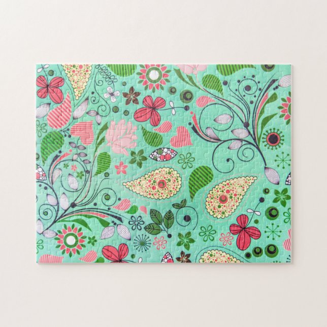 Flowers Vintage Pattern Texture Impossible Puzzle (Horizontal)