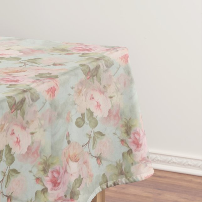 Flowers,vintage roses,pink roses  tablecloth (In Situ)