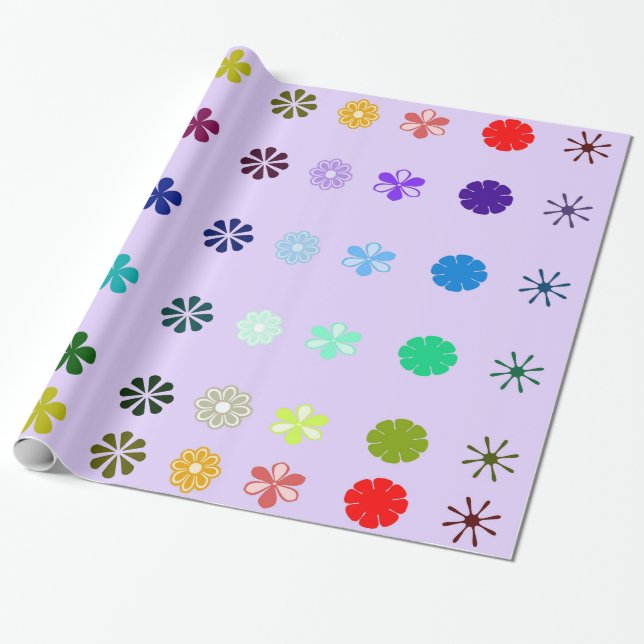 Flowers Violet Wrapping Paper (Unrolled)