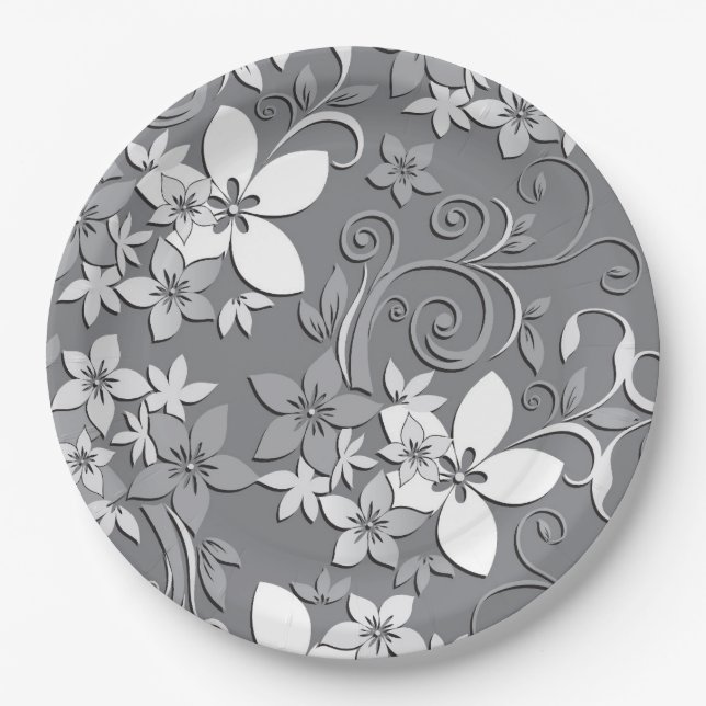 Flowers wall paper 2 paper plate (Front)