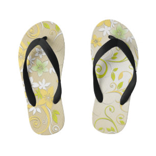 Flowers wall paper 3 kid's flip flops