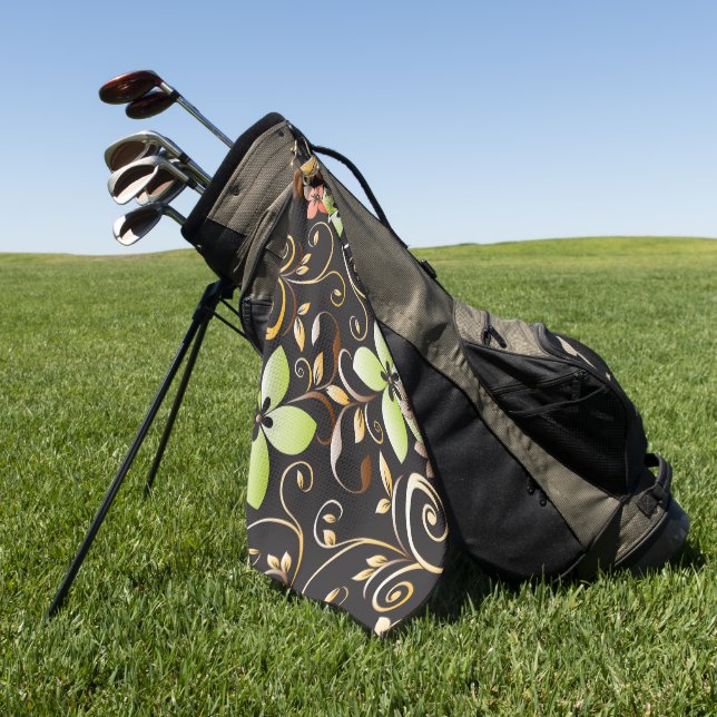 Flowers wall paper 4 golf towel (Green)