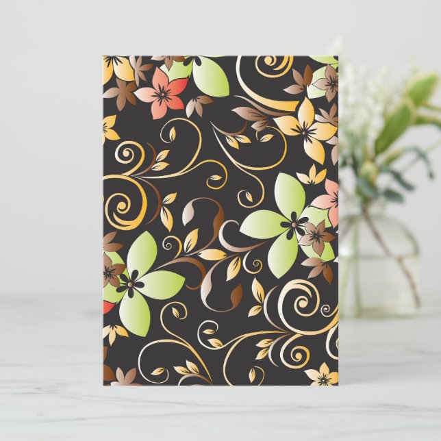 Flowers wall paper 4 thank you card (Standing Front)
