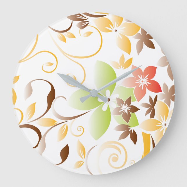 Flowers wall paper 5 large clock (Front)