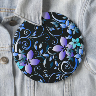 Flowers wall paper 6 inch round button