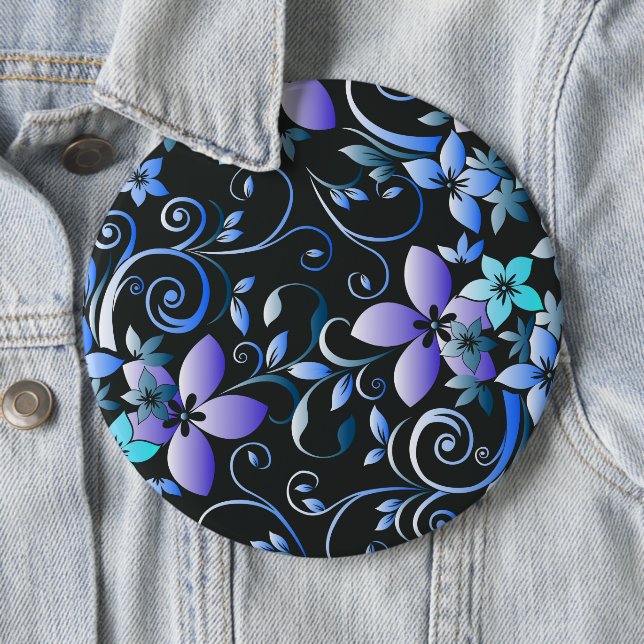 Flowers wall paper 6 inch round button (In Situ)