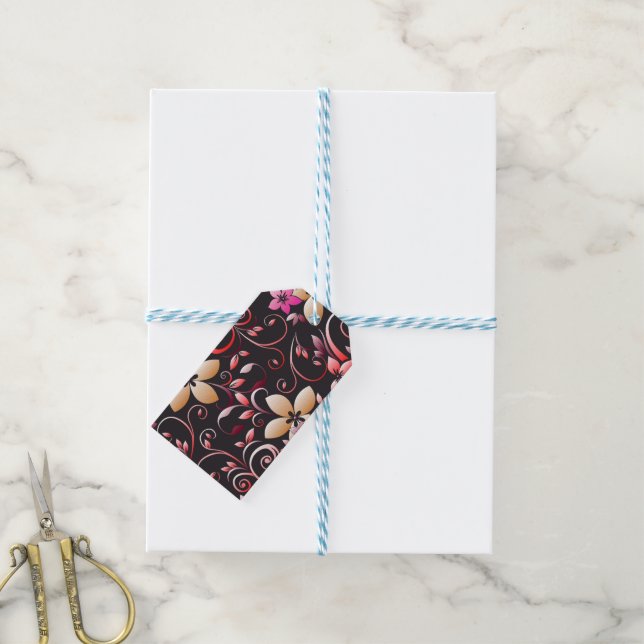Flowers wall paper 7 gift tags (With Twine)