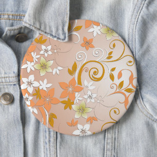 Flowers wall paper 8 6 inch round button