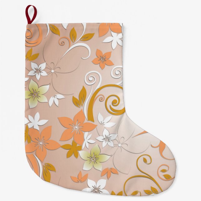 Flowers wall paper 8 large christmas stocking (Front)