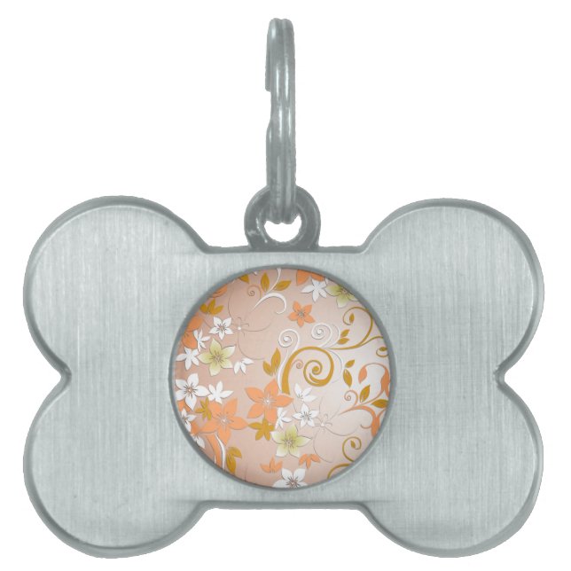 Flowers wall paper 8 pet ID tag (Front)
