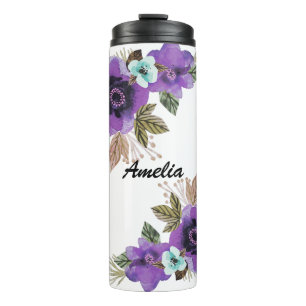 Flowers watercolor bright romantic floral wreath b thermal tumbler