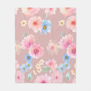 Flowers watercolor illustration. Big Set watercolo Fleece Blanket