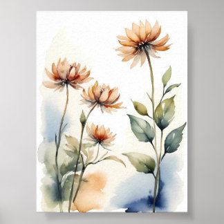 Flowers Watercolor Painting Poster