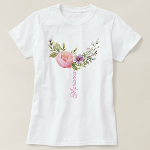 Flowers Watercolor Print, Custom T-Shirt