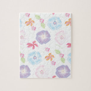 Flowers-Watercolor Soft Pink Elegant Jigsaw Puzzle