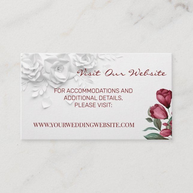 Flowers Wedding Website Insert card (Front)
