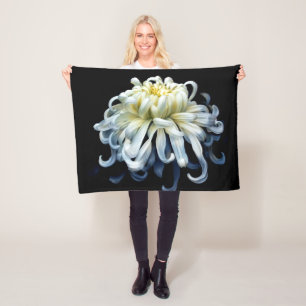 Flowers   White Chrysanthemum Fleece Blanket