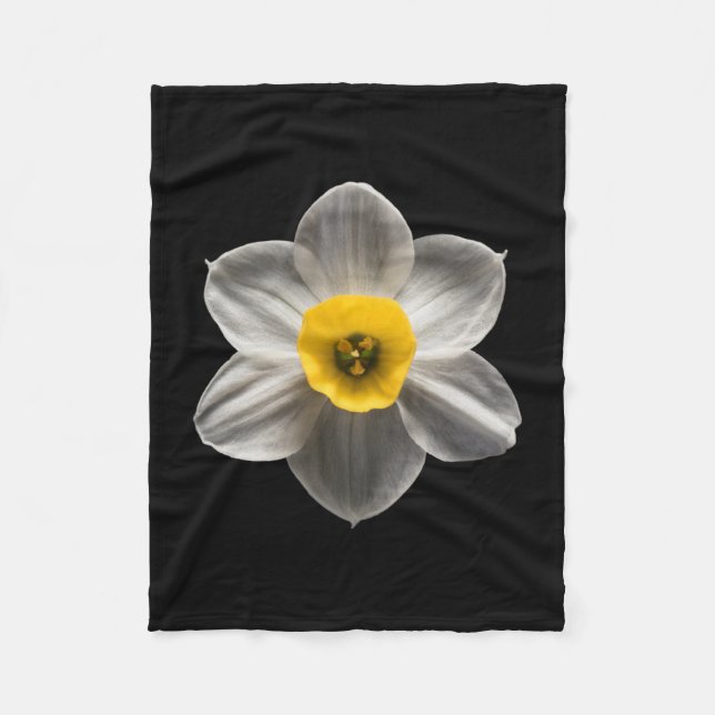 Flowers | White Daffodil Flower Fleece Blanket (Front)