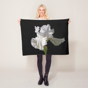 Flowers   White Iris Fleece Blanket