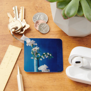 Flowers White Iris in Vase Keychain