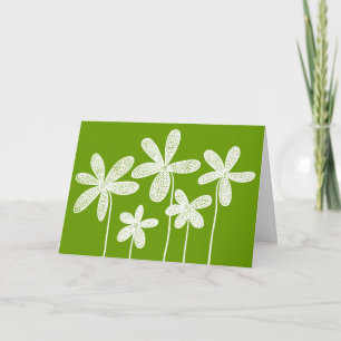 Flowers - White on Green 669900 Card
