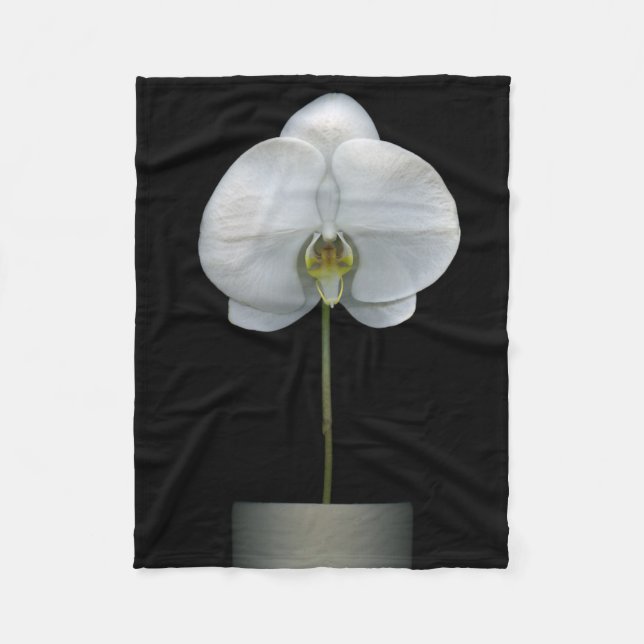 Flowers | White Orchid Flower Fleece Blanket (Front)