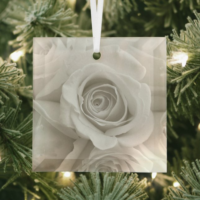 Flowers | White Roses Glass Ornament (Insitu)