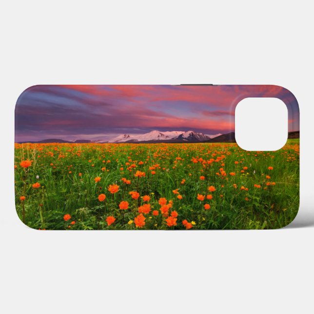 Flowers | Wildflower Field Snowcapped Mountains Case-Mate iPhone Case (Back (Horizontal))