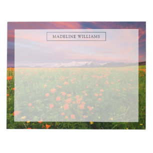 Flowers Wildflower Field Snowcapped Mountains Notepad