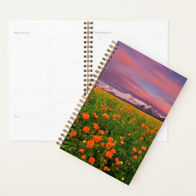 Flowers | Wildflower Field Snowcapped Mountains Planner (Display)