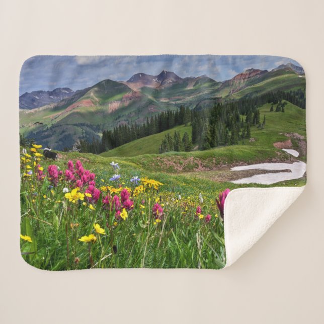 Flowers | Wildflowers Durango, Colorado Sherpa Blanket (Front (Horizontal))