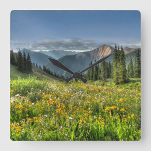 Flowers   Wildflowers Silverton Colorado Square Wall Clock