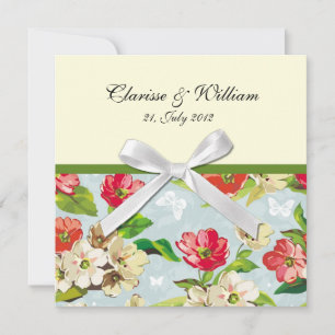 Flowers With Bow Wedding Invitation