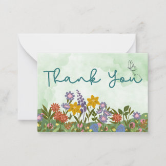 Flowers with Green Gradient Card
