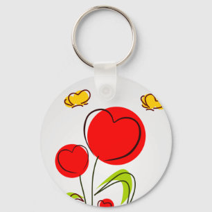 Flowers With Hearts Keychain