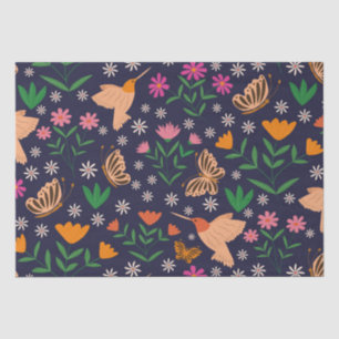 Flowers with hummingbirds and butterflies   Tissue Paper