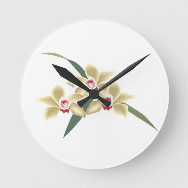 Flowers with leaves round clock (Front)